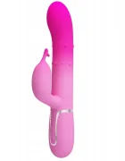 PRETTYLOVE Vibrator Iepuras Shima 7 Moduri Vibratii Bile Stimulatoare Silicon USB Roz 22.6 cm