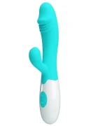 PRETTYLOVE Vibrator Iepuras Snappy 30 Moduri Vibratii Silicon Verde/Alb 19 cm