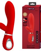PRETTYLOVE Vibrator Iepuras Thomas 7 Moduri Vibratii Silicon USB Rosu 20.5 cm