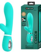 PRETTYLOVE Vibrator Iepuras Thomas 7 Moduri Vibratii Silicon USB Verde 20.5 cm