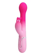 PRETTYLOVE Vibrator Rabbit Dejon 15 Moduri Stimulatoare Silicon USB Roz 22.6 cm