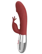 PRETTYLOVE Vibrator Rabbit Rasmussen 30 Moduri Vibratii Puternice Silicon USB Rosu 19.8 cm