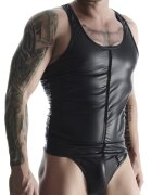 REGNES FETISH PLANET Top fara Maneci din Piele Ecologica Negru XL