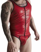 REGNES FETISH PLANET Top fara Maneci din Piele Ecologica Rosu/Negru M