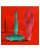 Rocks Off Set Touch Me Vibrator Anal si Vibrator Finger 7 Moduri Vibratii Silicon Rosu/Verde