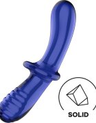Satisfyer Dildo Dublu Double Crystal Sticla Borosilicata Albastru Deschis 19 cm