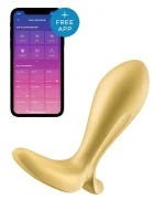 Satisfyer Dop Anal cu Vibratii Intensity Plug Free App Control Bluetooth Silicon USB Galben 11.3 cm
