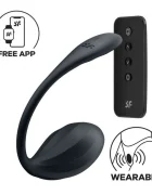 Satisfyer Ou Vibrator Ribbed Petal Free App Telecomanda Wireless Silicon Negru 23 cm