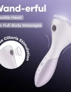 Satisfyer Stimulator Wand-erful 11 Moduri Suctiune 12 Moduri Vibratii Silicon USB Mov Deschis 15.8 cm