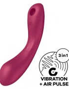 Satisfyer Vibrator Curvy Trinity 1 Air Pulse 11 Programe Suctiune 12 Programe Vibratii Silicon USB Rosu 16.4 cm