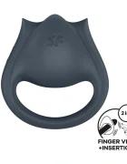 Satisfyer Vibrator Finger Perfect Pair 2 12 Programe de Vibratii Silicon USB Gri Inchis