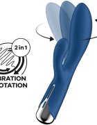 Satisfyer Vibrator Iepuras Spinning Rabbit 1 12 Moduri Vibratii 5 Moduri Rotatii Silicon USB Albastru 20 cm