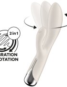 Satisfyer Vibrator Iepuras Spinning Rabbit 1 12 Moduri Vibratii 5 Moduri Rotatii Silicon USB Bej 20 cm