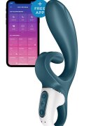 Satisfyer Vibrator Rabbit Hug Me Blueooth Control Free App Silicon USB Albastru 20 cm