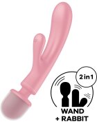 Satisfyer Vibrator Triple Lover 24 Moduri Vibratii Silicon IPX7 USB Roz 23.7 cm