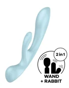 Satisfyer Vibrator Triple Oh 3 in 1 12 Moduri Vibratii Silicon USB Albastru 23.5 cm