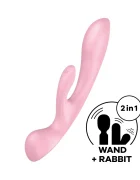Satisfyer Vibrator Triple Oh 3 in 1 12 Moduri Vibratii Silicon USB Roz 23.5 cm