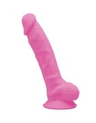 Silexd Dildo Fluorescent Thermo Reactive Silicon cu Memorie Dubla Densitate Roz 17.6 cm