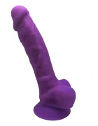Silexd Dildo Realistic Thermo Reactive Silicon cu Memorie Dubla Densitate Mov 17.6 cm