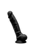 Silexd Dildo Thermo Reactive Silicon cu Memorie Dubla Densitate Negru 17.5 cm