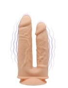Silexd Vibrator Dublu Silicon cu Memorie Dubla Densitate Remote Control 10 Moduri Vibratii Natural 19.5 cm