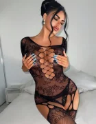 STD Bodystocking Sexy Elvira Material Elastic Negru S-L