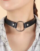 STD Choker din Piele Ecologica cu Inel Metalic