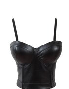 STD Corset Piele Ecologica Cupe Intarite Negru S