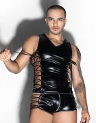 STD Costum 2 Piese Sexy Man Wetlook Negru S-L