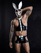 STD Costumatie Sexy Bunny Boy 3 Piese Negru S/M