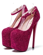 STD Pantofi cu Toc Inalt si Sclipici Roz Marime 43