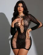 STD Rochie Mini Layla cu Maneci Lungi Negru S-L