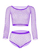 STD Set 2 Piese Fishnet Violet S-L
