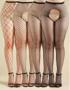 STD Set 4 Ciorapi Crotchless din Plasa Negru S-L