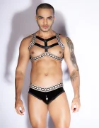 STD Set Lenjerie 2 Piese Top+Bikini Negru/Alb S-L