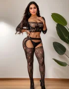 STD Set Lenjerie 2 Piese Top+Ciorapi Negru S-L
