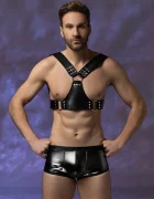 STD Set Lenjerie Barbati 2 Piese Dominant Edge Boxeri si Harness Negru S/M