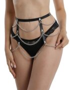 STD Sistem Harness Belt cu Lanturi Piele Ecologica Negru S-L
