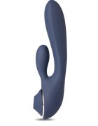 STD Vibrator Mystic Love 10 Moduri Vibratii 3 Moduri Suctiune Silicon USB Albastru Inchis 20 cm