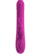 Sweet Smile Vibrator Rabbit cu Rotatii si Impingere Silicon USB Fucsia 22.2 cm
