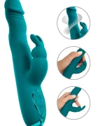 Sweet Smile Vibrator Rabbit Wiggling 3 Motoare Silicon USB Verde 22.5 cm