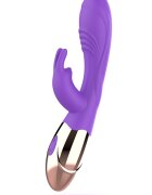 Womanvibe Vibrator Rabbit Viora 10 Moduri Vibratii Silicon USB Mov/Auriu 19.5 cm