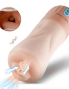 XISE Masturbator Automatic Gura 10 Moduri Vibratii 5 Niveluri Suctiune Material Superskin Incarcare USB 24.8 cm