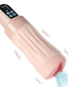 XISE Masturbator Pussy Automatic 9 Moduri Vibratii 5 Tipuri Suctiune Ecran LCD Material Superskin Incarcare USB 28 cm