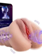 XISE Masturbator Pussy Sora Control Aplicatie Mobila 7 Moduri de Vibratii si Impingere Material Superskin USB Magnetic 23 cm