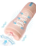 XISE Masturbator Suctroker Pussy 10 Moduri Vibratii 5 Tipuri Suctiune Material Superskin USB Natural 25 cm