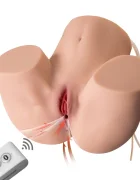 XISE Mega Masturbator Ingrid 2 Canale de Penetrare Remote Control 5 Moduri Suctiune 5 Moduri Vibratii Super Skin USB Magnetic Natural 15.3 kg