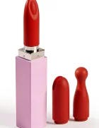 XOCOON Vibrator Lipstick Sealed With A Kiss 3 Capete Interschimbabile Silicon USB Rosu