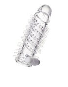 A-toys Manșon Fril cu mini vibrator pentru extensia și îngroșarea penisului texturat cu striații transparent 13.4 cm