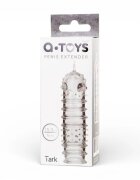 A-toys Manșon pentru penis Tark pentru îngroșare și stimulare intensă texturat cu striații transparent 14 cm